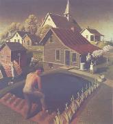 Grant Wood Spring in Town Sweden oil painting reproduction